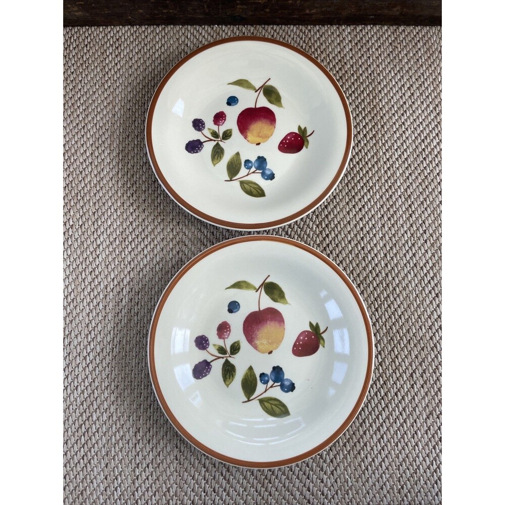 Longaberger‎ Baskets Pottery Fruit Medley Berry Dessert Plates Set Of 2